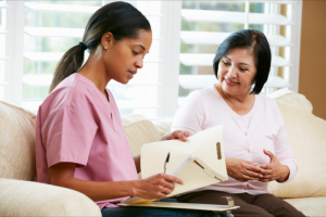 caregiver assessing patient's condition